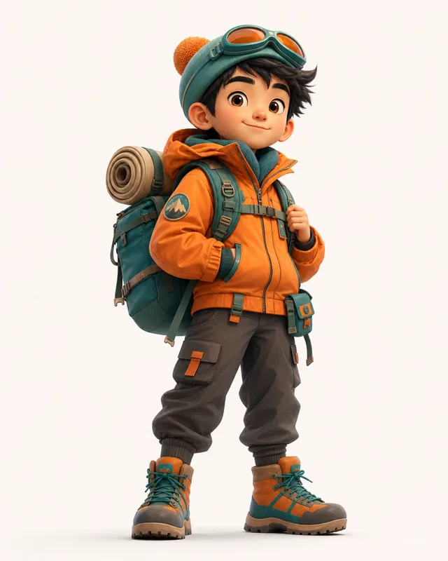 Orange outdoor explorer character example