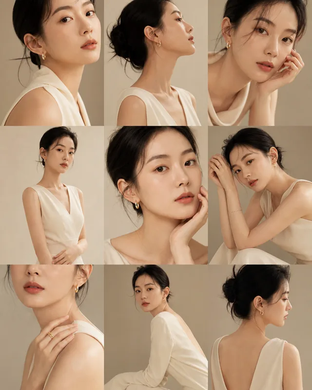 Beige studio portrait grid example