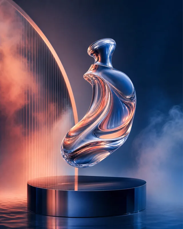 Blue and coral glass product launch poster example